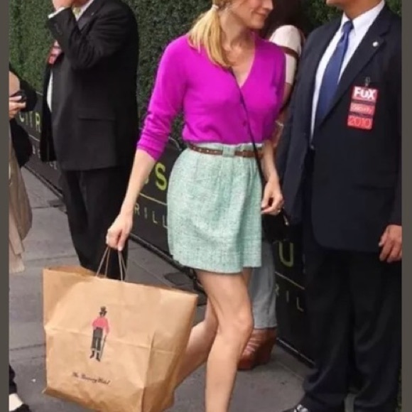 J. Crew Aqua Mint Tweed Shirred Flare Mini Skirt - Picture 3 of 12